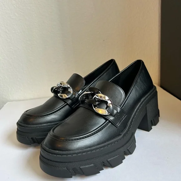 JustFab Drew Lug Sole Loafer Black Size 8.5 - Picture 5 of 9